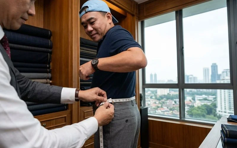 Measuring trouser waist for weight loss alterations